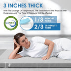 KingChii 3 Inch Thick Memory Foam Camping Mattress With Removable Waterproof Topper And Travel Bag
