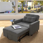 3-in-1 Pull-Out Sofa Bed Sleeper Chair, Adjustable Upholstered Lounge Couch