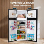 Upstreman 4.0 Cu.Ft Double Door Mini Fridge With Freezer, Black - BR401