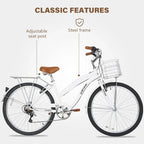 WEIZE 26 Inch 7-Speed High-Carbon Steel Beach Cruiser Bike