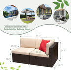 Devoko 5-Piece Outdoor Sectional Patio Sofa Set With Cushions And Glass Table - Beige