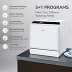 Hermitlux Portable Countertop Dishwasher, 5L Built-In Water Tank, 4 Place Settings - HMX-DW03