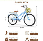 WEIZE 26 Inch 7-Speed High-Carbon Steel Beach Cruiser Bike