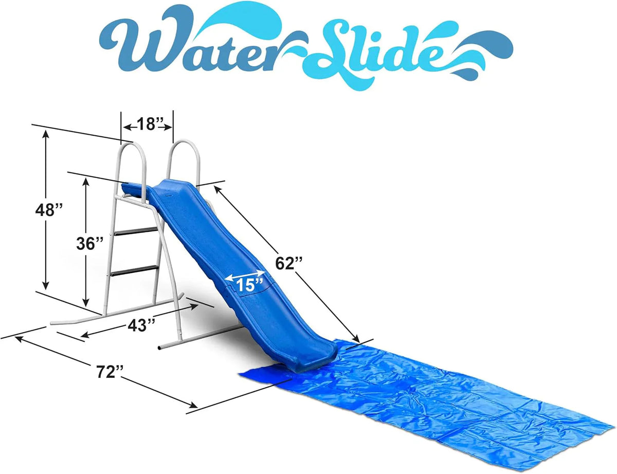 XDP RECREATION Water Wave Slide, 6 Foot, Blue, Built-In Adjustable Sprinkler