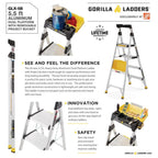 Gorilla Ladders Aluminum Dual Platform Heavy-Duty Ladder With Project Bucket, 5.5 ft, 300 lb Capacity - Multicolor