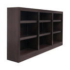 Triple Wide Wood Bookcase, 9 Shelf, 36 Inch Tall, 72 Inch Wide, 10.63 Inch Deep