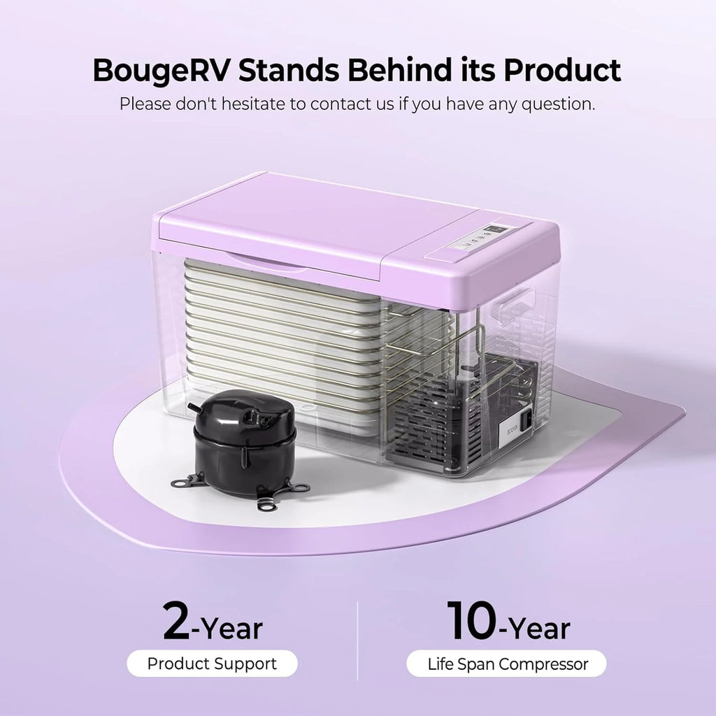 BougeRV 23 Quart Portable Car Refrigerator Freezer, Grey, 12/24V DC - CR22