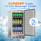 15 Inch Outdoor Stainless Steel Beverage Refrigerator With 3 Shelves