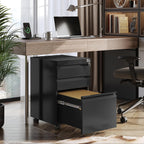 3-Drawer Mobile Steel File Cabinet, Letter/Legal/A4, Black, 17.1in D x 14.6in W x 23.8in H