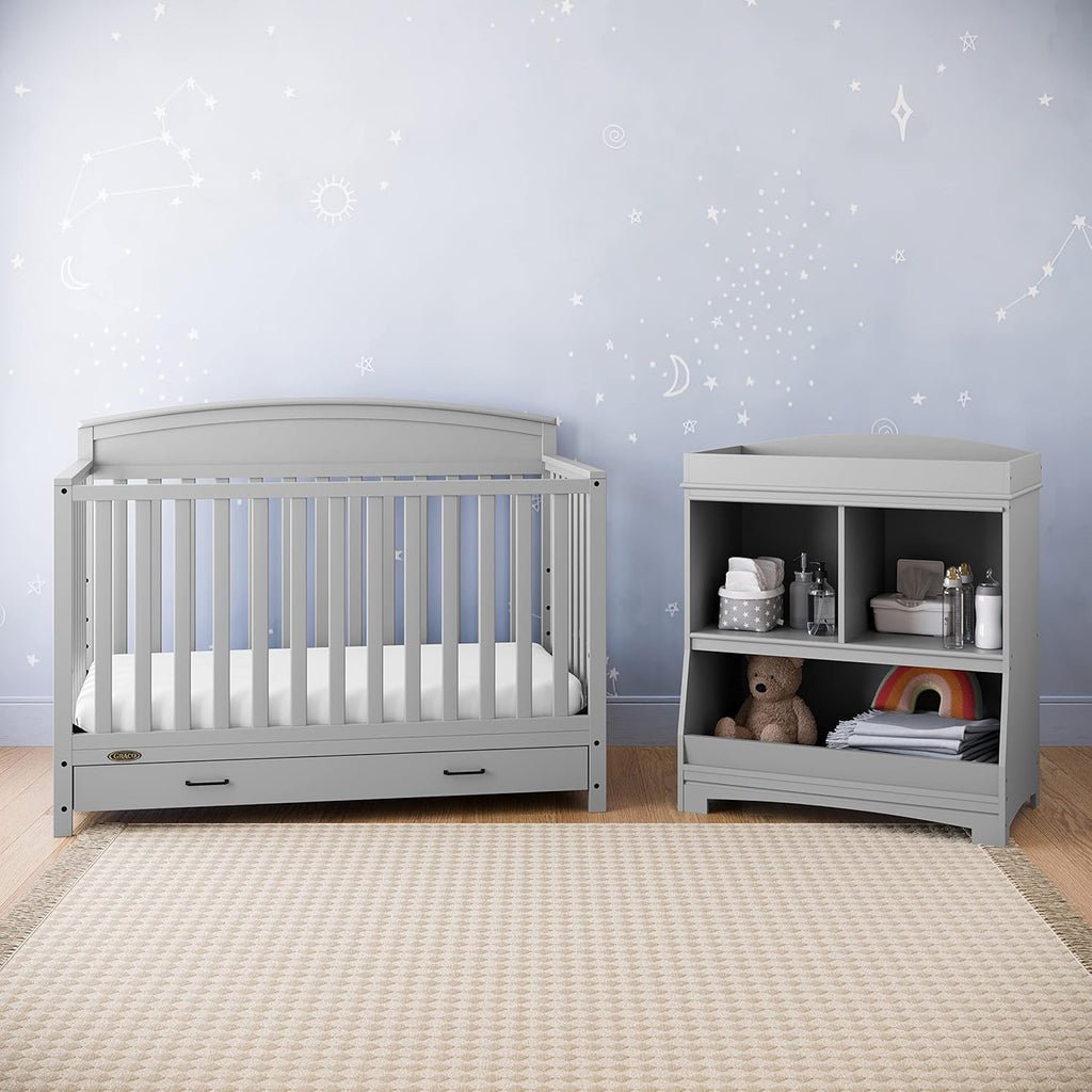 Graco 5-in-1 Convertible Crib With Storage Drawer, White