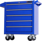 Steel Tool Chest And Cabinet With 5 Drawers, 13in D x 24.2in W x 30in H - Black