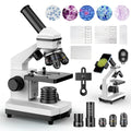 Compound Biological Microscope 100X-2000X, 52-Piece Slides Set, White