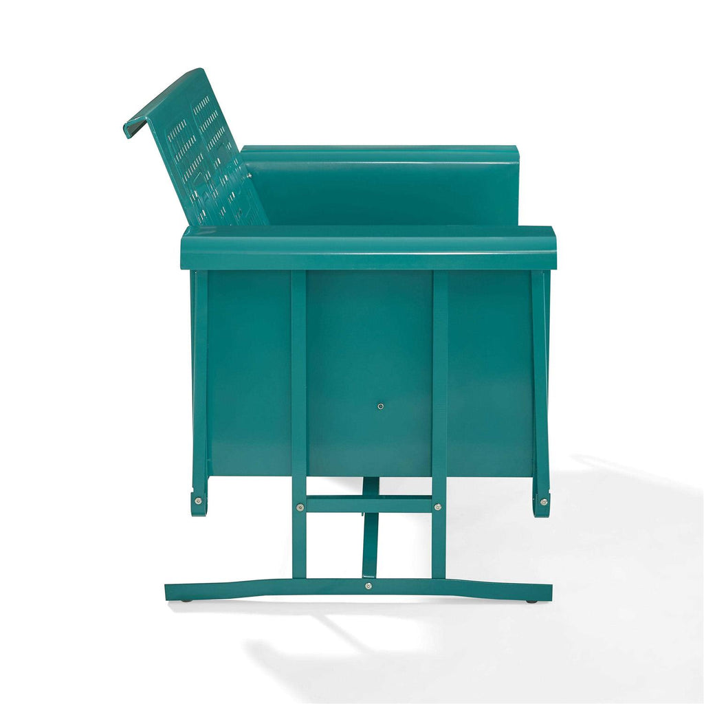 Crosley Outdoor Metal Loveseat Glider, Turquoise, 32.5in H x 48.75in W x 28in D - Bates