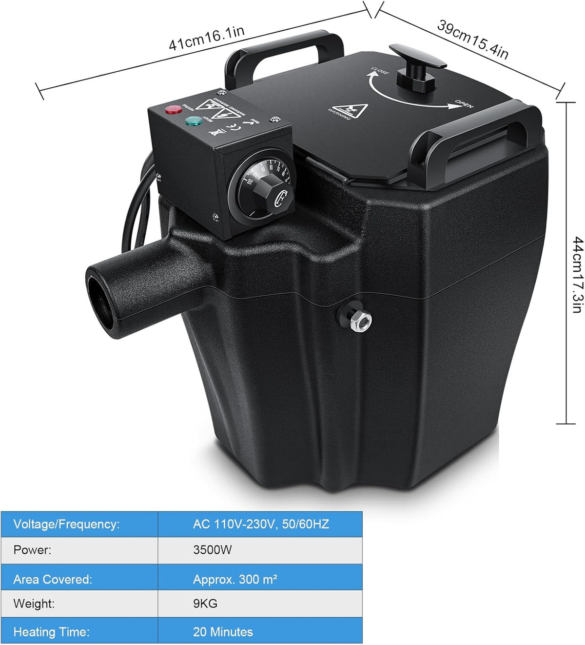 Dry Ice Fog Machine With Tube Nozzle, 3500W, Black - ZQ16046US