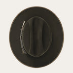 Fur Felt Western Hat, Sage, 4 1/4 in Crown, 2 3/4 in Brim - 1865 Distressed Open Road Royal Deluxe