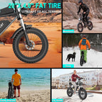 Ridstar Electric Mountain Bike 1200W 48V 15.6Ah 20in Fat Tire Black - Q20