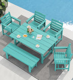 SERWALL 7-Piece HDPE Patio Dining Set, Aruba, 66.9in D x 32.2in W x 29.1in H