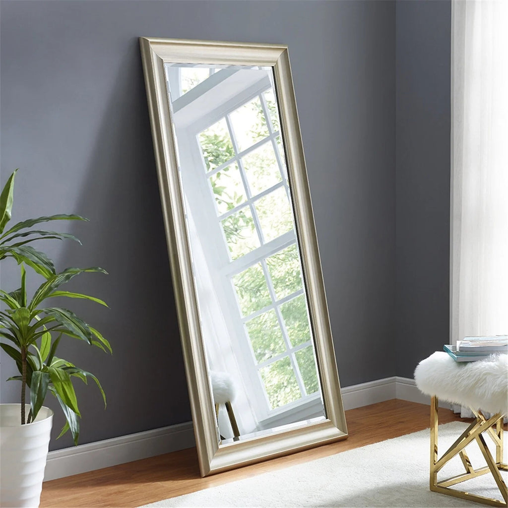 Full Length Oversized Rectangle Wall Mirror With Smooth Faux Wood Frame
