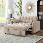 4-in-1 Velvet Pull-Out Sleeper Sofa Bed Loveseat With Reclining Backrest And 2 Side Pockets
