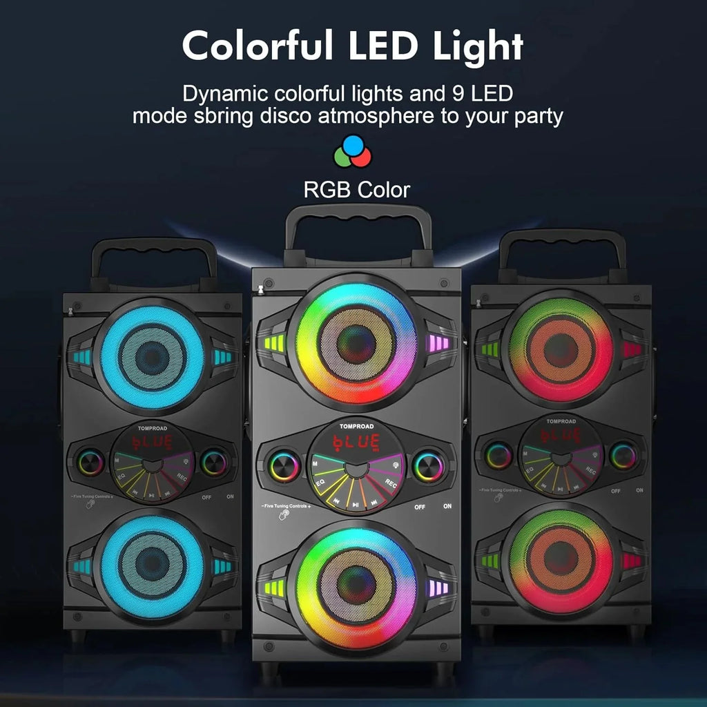 Portable Bluetooth Party Speaker, 60W, Wood, 9.1 x 6.8 x 12.6 Inches - A52