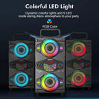 Portable Bluetooth Party Speaker, 60W, Wood, 9.1 x 6.8 x 12.6 Inches - A52