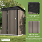 Patiowell Outdoor Storage Shed 5x3 FT Galvanized Steel Coffee Brown