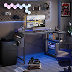 40 Inch L-Shaped Computer Desk With Power Station And Storage Shelves