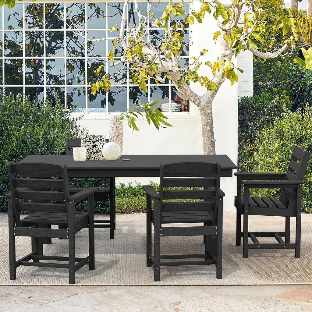 SERWALL 7-Piece HDPE Patio Dining Set, Aruba, 66.9in D x 32.2in W x 29.1in H