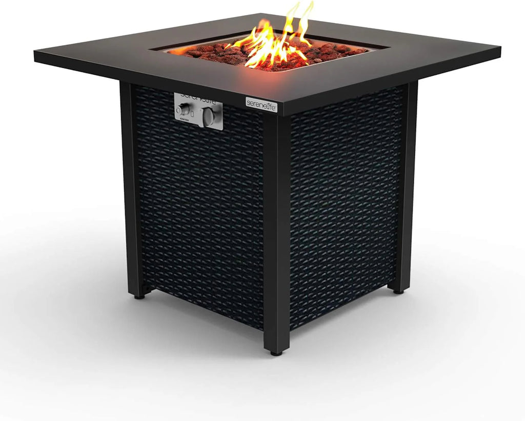 Propane Fire Pit Table, 40,000 Watt, 30 in x 30 in x 11 in, Gray