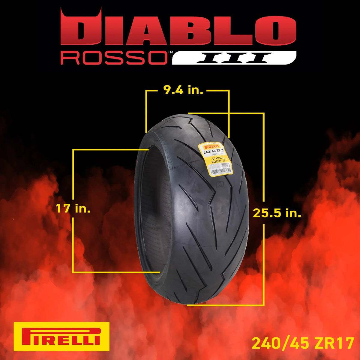 Pirelli Diablo Rosso III 120/70ZR17 Front And 240/45 ZR17 Rear Tires With Keychain