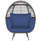 Oversized Wicker Egg Chair With 4 Cushions, 43 x 32.5 x 57 in