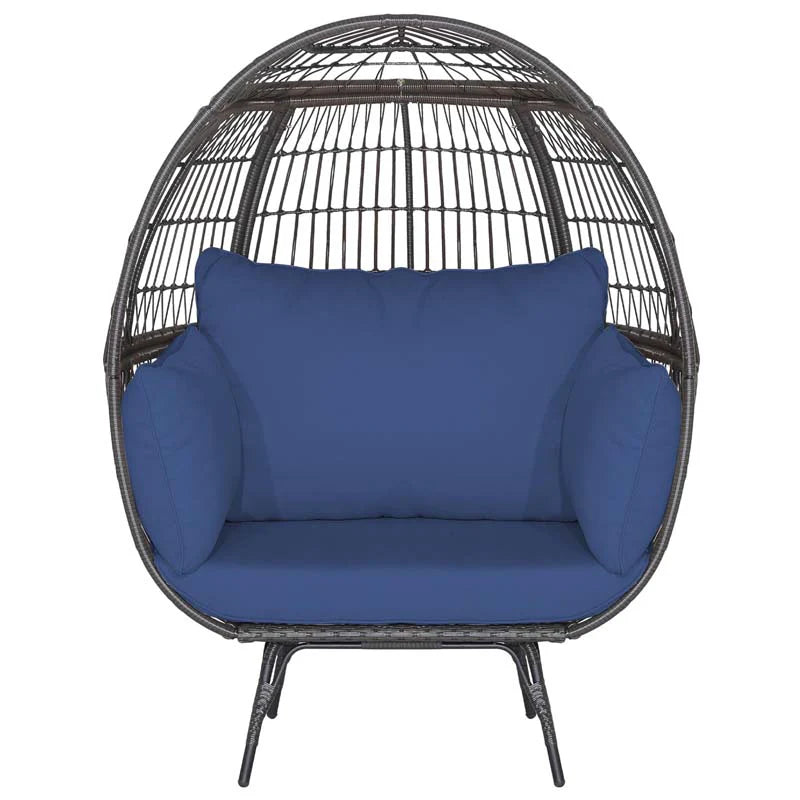 Oversized Wicker Egg Chair With 4 Cushions, 43 x 32.5 x 57 in
