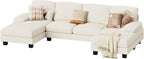 U-Shaped Sectional Sofa, 4 Seat Chenille Grey, 44.1in D x 110.2in W x 15.7in H