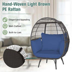 Oversized Wicker Egg Chair With 4 Cushions, 43 x 32.5 x 57 in