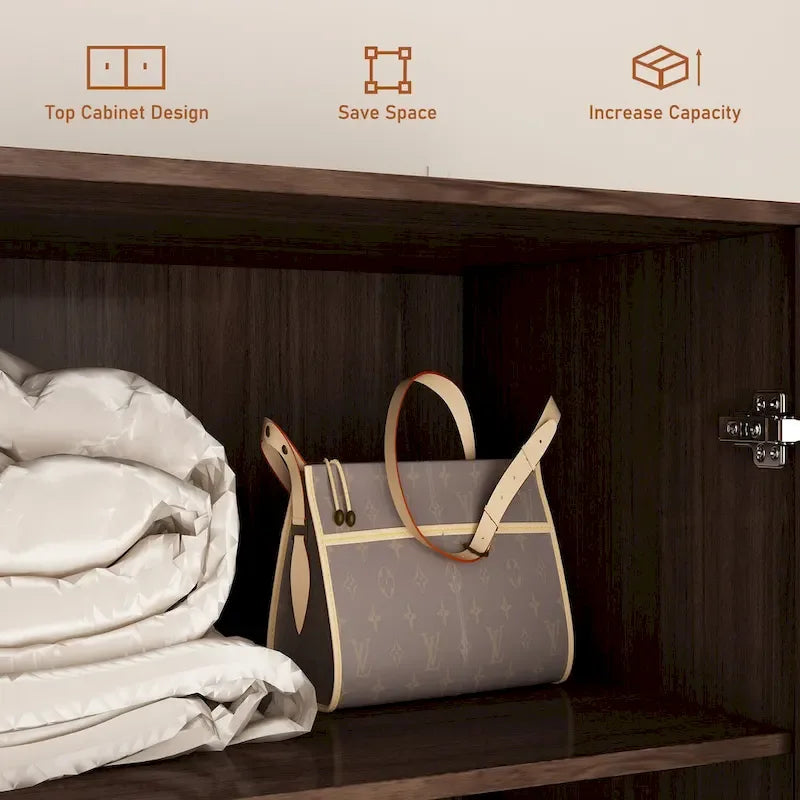 2-Door Wardrobe Closet Armoire With 2 Drawers And Clothes Rail - 70.9H x 31.5W x 19.1D