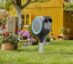Automatic Retractable Garden Hose Reel - 66 ft x 1/2 in, Metal Spike, Turquoise