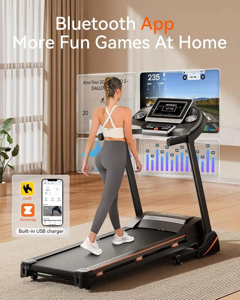 Foldable Home Treadmill With 3HP Motor, Auto Incline Adjustment And Bluetooth Connectivity