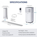 8000 BTU 3-in-1 Portable Air Conditioner With Dehumidifier And Fan Mode