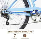 WEIZE 26 Inch 7-Speed High-Carbon Steel Beach Cruiser Bike