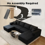 Settab Modular Sectional Sofa, 2 Seater Left-Facing Chaise, Black, 68.9 inch D x 107.5 inch W x 36.3 inch H
