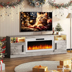 Bossin 70 Fireplace TV Stand With 36 Electric Fireplace For TVs Up To 80 - 16-Color LED Lights