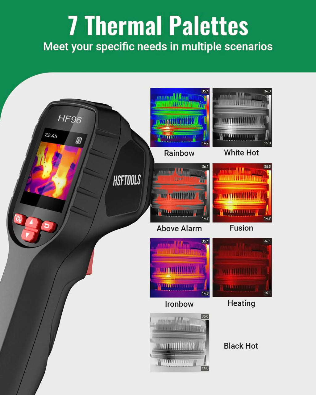 Thermal Imaging Camera With 96 x 96 IR Resolution, 240 x 240 Super Resolution, Laser Pointer - HF96