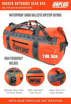 UNPLUG Waterproof Duffel Backpack, 65L, Adventure Orange - 100000