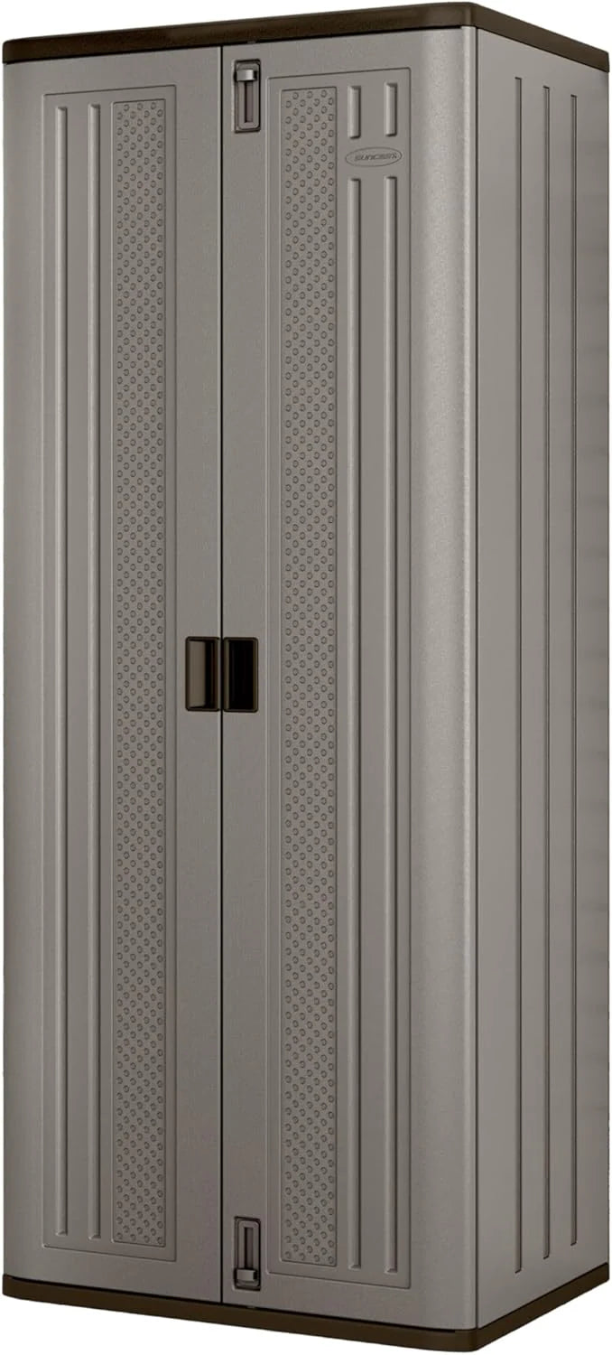 72-Inch Platinum Resin Storage Cabinet With Double-Wall Construction And 3 Metal-Reinforced Shelves