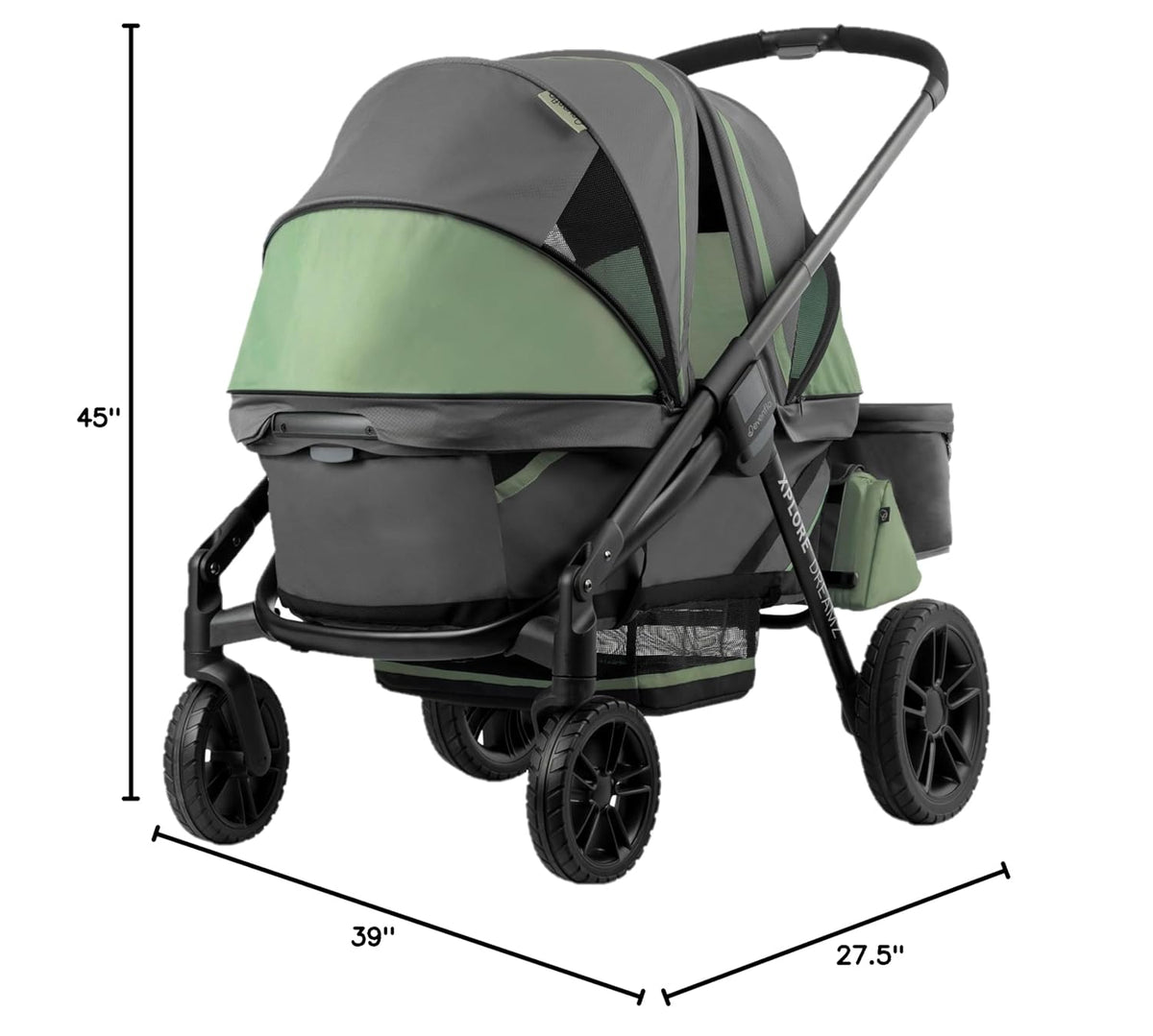 2-in-1 All-Terrain Baby Stroller Wagon With Canopy And Storage - Gray