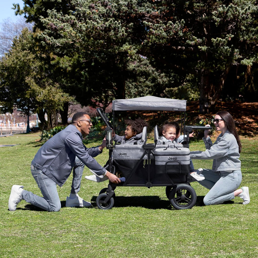 4-Seater Children's Stroller - Grey