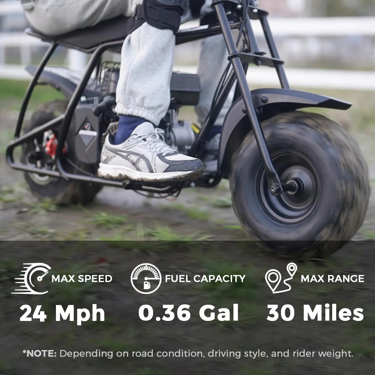 FRP Gas Powered Mini Dirt Bike 99 CC 4 Stroke 3HP Black - GMB100-BLACK-1