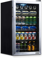 NewAir Beverage Refrigerator Cooler, 126 Cans, Stainless Steel, Right Hinge Glass Door - AB-1200