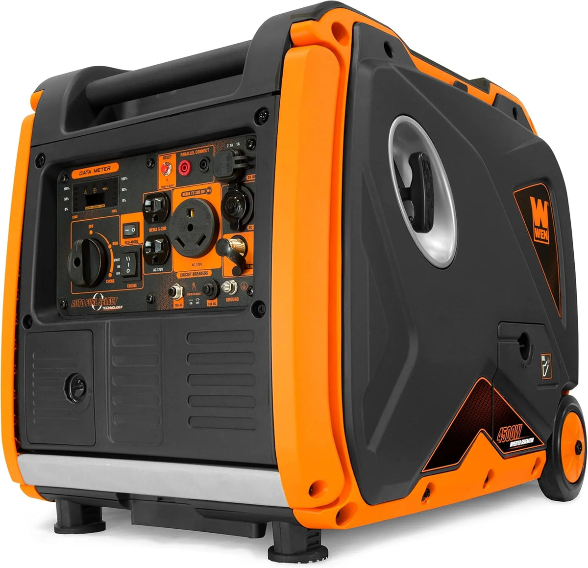 WEN Dual Fuel RV-Ready Portable Inverter Generator, 6800W, Orange - DF680iX