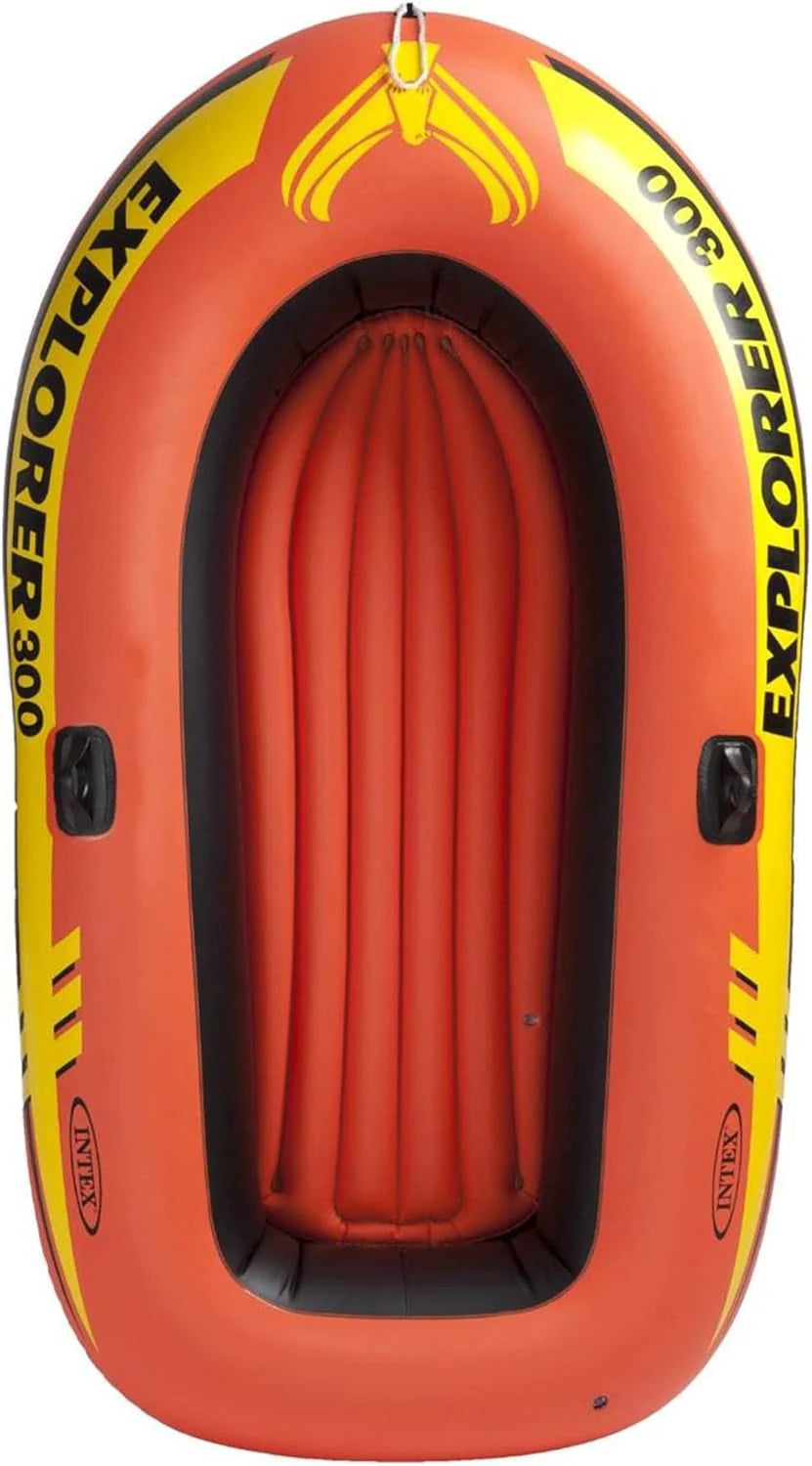 Intex 2-Person Inflatable Boat, 73in L x 37in W, Orange PVC - Explorer 300 Set